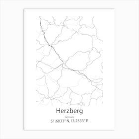 Herzberg Am Harz,Germany Minimalist Map Art Print