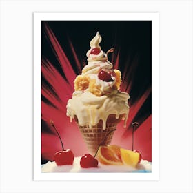 Ice Cream Explosion Retro Photography Style 3 Art Print