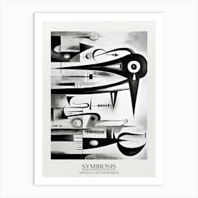 Symbiosis Abstract Black And White 3 Poster Art Print