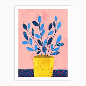 Blue Leaves In A Pot Art Print