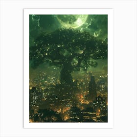 Whimsical Tree In The City 3 Art Print