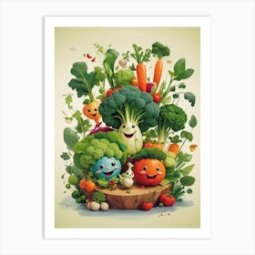 Happy Vegetables 1 Art Print