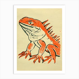 Red Rhinoceros Iguana Bold Block 2 Art Print