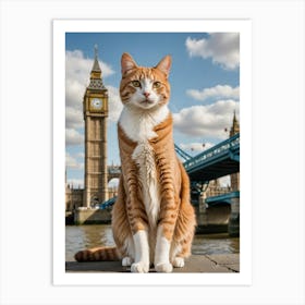 Cat's World Tour: Paws and Selfies from Famous Sights Big Ben Art Print