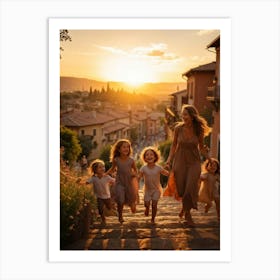 A Large Family Enjoying Their Day In Nature During The Stunning Sunset Siblings Laughing Lively Ch 2 1 Art Print