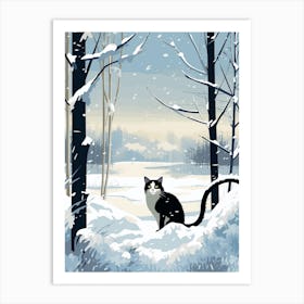 Winter Cat Illustration 4 Art Print