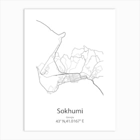 Sokhumi,Georgia Minimalist Map Art Print