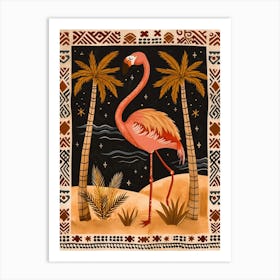 Greater Flamingo And Palm Trees Boho Print 1 Art Print