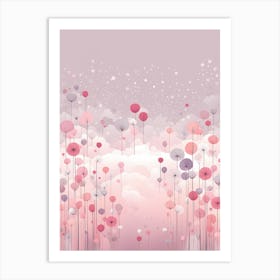 Pink Flowers In The Sky VECTOR ART 1 Art Print