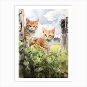 Irish Cats in Watercolor 1 Art Print