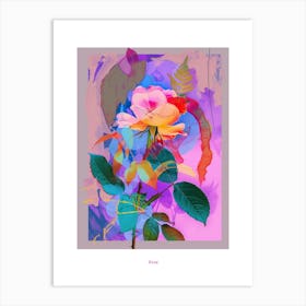 Rose 2 Neon Flower Collage Poster Art Print