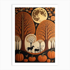 Pumpkins In The Woods Art Print