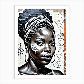 Vintage Graffiti Mural Of Beautiful Black Woman 125 Art Print