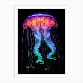 Upside Down Jellyfish Neon Illustration 2 Art Print