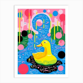 Colourful Line Geometric Duckling Pattern Art Print