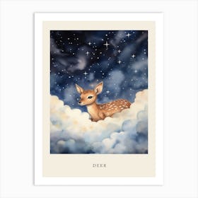 Baby Deer 1 Sleeping In The Clouds Nursery Poster Art Print