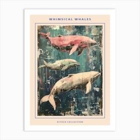 Whimsical Whales Brushstrokes Poster 3 Art Print
