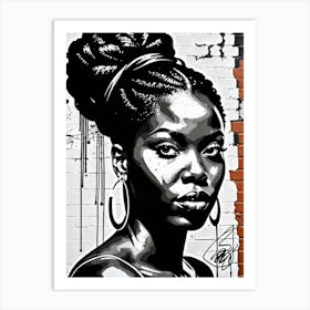Vintage Graffiti Mural Of Beautiful Black Woman 87 Art Print