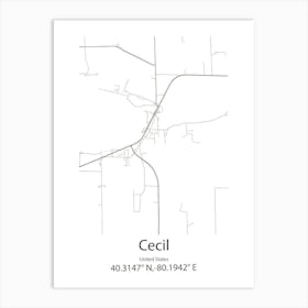 Cecil,United States Minimalist Map 1 Art Print