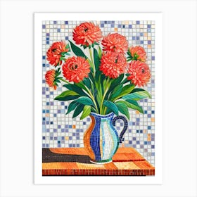 Mosaic Flowers In A Vase Art Print