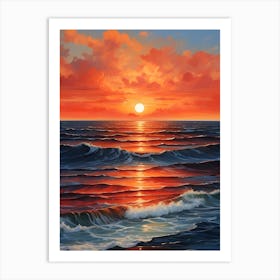 Sunset Over The Ocean 2 Art Print