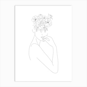 Flower Head Line Art Art Print