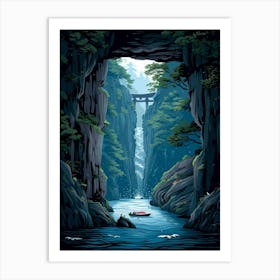 Waterfall In A Cave Art Print