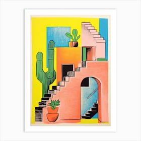 A House In Athens, Abstract Risograph Style 2 Art Print