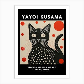 Yayoi Kusama Inspired Black Cat Art Print