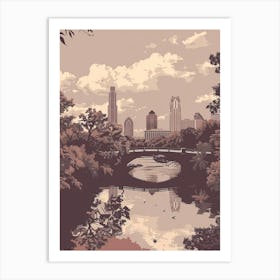 Duotone Illustration Zilker Metropolitan Park Austin Texas 3 Art Print