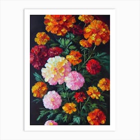 Marigold Still Life Oil Painting Flower Art Print