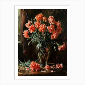 Baroque Floral Still Life Carnations 7 Art Print