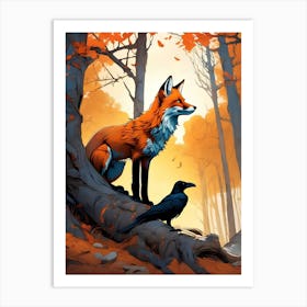 Fox And Crow Art Print