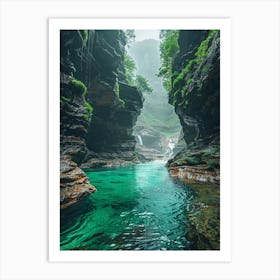 Waterfall In A Canyon 3 Art Print