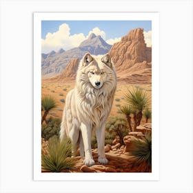 Himalayan Wolf Desert Scenery 2 Art Print