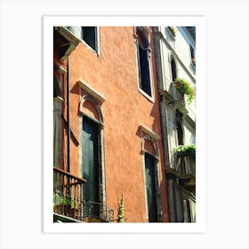 Terracotta House With Balcony Venice Italy Art Print