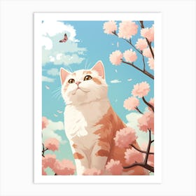 Kawaii Cat Drawings With Butterflies 4 Art Print