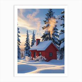 Winter Cabin In The Snow Art Print