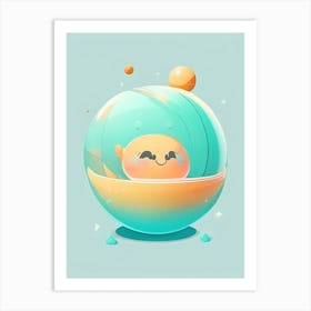 Uranus Kawaii Kids Space Art Print