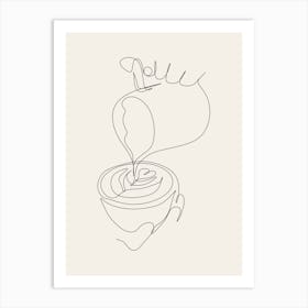 One Line Drawing Of A Cup Of Coffee Art Print