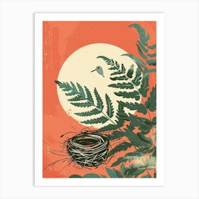 Birds Nest Fern Plant Minimalist Illustration 8 Art Print