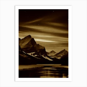 Black And White Mountain Landscape 30 Art Print