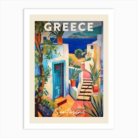 Santorini Greece 2 Fauvist Painting Travel Poster Art Print