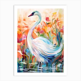 Bird Painting Collage Swan 1 Art Print