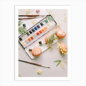 Easter Eggs And Watercolors Art Print