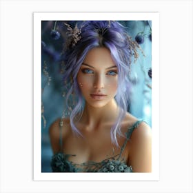 Blue Hair Girl Art Print