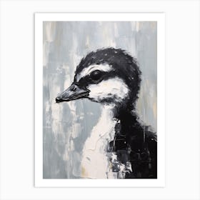 Black & White Impasto Painting Of A Duckling 3 Art Print