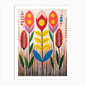 Flower Motif Painting Fountain Grass 1 Art Print