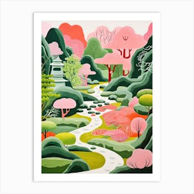 Kyoto Zen Gardens Abstract Riso Style 2 Art Print