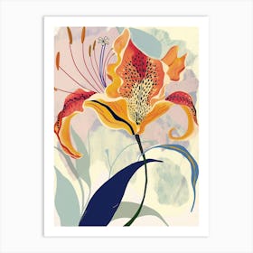 Colourful Flower Illustration Gloriosa Lily 2 Art Print